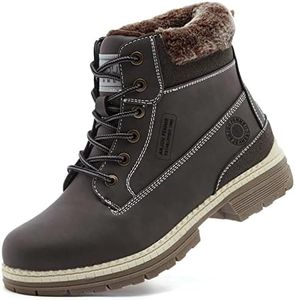 ANJOUFEMME Womens Hiking Snow Winter Boots - Waterproof Work Ankle Boots for Women Comfortable Warm Fur Boots for Backpacking Cycling FNW19-Brown-8.5