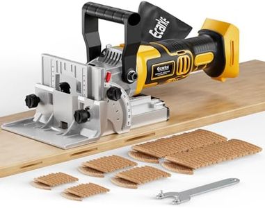 Ecarke Cordless Biscuit Joiner Tool Compatible with Dewalt 20V Battery, Precision Plate Joiner for Woodworking, Cabinetry & Furniture Making, 0-90° Cutting, 6 Depth Settings, 80 wafers, Tool Only