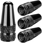 Black Presta Valve Caps Aluminum Anodized Bike Tire Air Dust Stem Covers-Used on Presta/French Valves for MTB Mountain Bike, Road Bike, Hybrid Bike, Fat Bike (4 Pack)