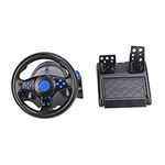 Game Steering Wheel, Driving Force Racing Wheel with Multi Control Buttons, Spring Pedal, Programmable, 180° Rotation, Compatible for PS4, PS3, XBOX One, XBOX 360, Switch