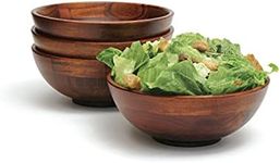 Lipper International Cherry Finished Footed Serving Bowls for Fruits or Salads, Small, 7" Diameter x 2.75" Height, Set of 4 Bowls