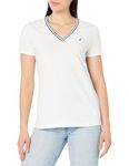 Nautica Women's Solid V-Neck Short Sleeve T-Shirt, Bright White, M