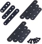 Ymaiss 200Pcs 3 Sizes Flat Straight Brace Bracket Metal Joining Plates Connector Repair Bracket Sturdy Braces Flat Metal Brace Shelf Support Brackets with Screws in Black