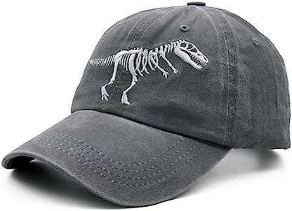 LOKIDVE Dinosaur Hat Embroidered T Rex Skeleton Baseball Cap for Men Big Boys Grey