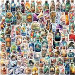 100pcs World in Bottle Stickers Pack for Kids Teens Boys Girls, Waterproof Vinyl Cute Stickers for Water Bottle Laptop Phone Notebook Bike Cup Tablet Luggage, Nice Bottle Decals