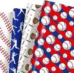 Welpurch 12 Sheets Baseball Wrapping Paper, 20x27in Baseball Gift Wrap Paper Baseball Patterns Wrapping Paper for Birthday Sports Party Decor Birthday Gift Wrapping