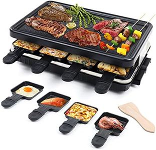 Fajiabao Electric Korean BBQ Indoor Grill Table Smokeless Portable Raclette Grill Nonstick with 8 Cheese Maker Pans Temperature Control & Dishwasher Safe 1300W Ideal for Parties and Family Fun