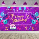 Gymnastics Birthday Banner Backdrop Party Decoration Gymnastics Theme Happy Birthday Photo Background for Gymnast Girls Women Birthday Anniversary Baby Shower Dance Olympics Party Supplies