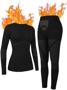 ATTRACO Long Johns for Women Ski Underwear Thermal Base Layers Athletic Underwear Set Black XL