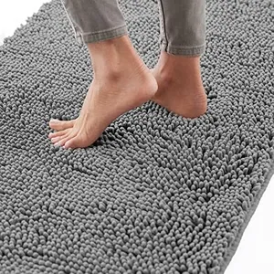 Gorilla Grip Bath Rug Mat, Thick Soft Absorbent Chenille, Quick Dry Microfiber Mats, Rubber Backing Machine Washable Shower Floor Rugs, Bathmat Runner, Bathroom Home Decor Accessories, 24x17, Grey