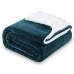 SOCHOW Waffle Sherpa Fleece Throw Blanket, Super Soft Fuzzy Warm, Lightweight Fluffy Reversible Plush Blanket for Bed Sofa Couch, 150cm×200cm Blue Coral