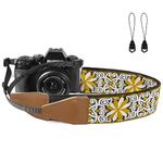 BestSounds Camera Strap, Jacquard Weave 2" Shoulder Neck Straps for All DSLR Cameras Men Women Photographers (Jacquard Yellow White)