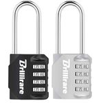 Brillirare 2 Pack Combination Lock, 4-Digit Padlock 2.3 Inch Long Shackle, Waterproof Zinc Alloy Outdoor Travel Luggage Locks for Backpack, Gym Locker, Hasp, Fence, Gate, Case, Toolbox-Black Silver