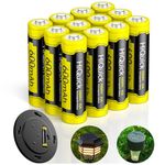 HiQuick Ni-MH AA Rechargeable Batteries Double A 1.2V True Capacity Solar Battery for Garden Solar Lights String Lights, Solar Pathway Lights (AA-600mAh-12pack)