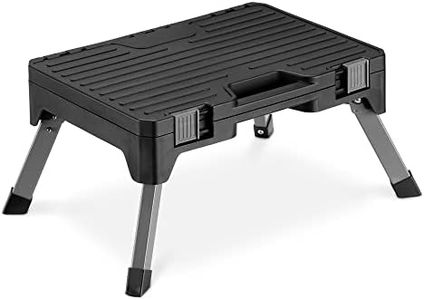Navaris Scaletta Pieghevole Cassetta Porta Attrezzi 2in1 - Valigetta Portattrezzi Vuota e Sgabello Portatile - Scalino Camper - Scala Resistente 150kg