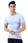 FUAARK Men's Half Sleeve Compression T-Shirt - Athletic Base Layer for Fitness (Glacial Blue, M)