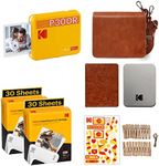 KODAK Mini 3 Retro 4PASS Portable Photo Printer (3x3 inches) Initial 8 Sheets + 60 Sheets + Gift Bundle, Yellow