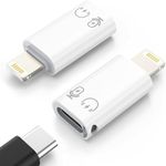 MoKo USB C to Lightning Adapter, Lightning Male to USB C Female Adapter Compatible with iPhone 14/13/12/11 Pro Max/iPad/iPod/AirPods, Support Charging, Data Transfer, Headphones & OTG Function, White