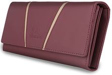 YESSBENZA Women's and Girls Faux Leather Wrist Two-fold Hand Clutch Mobile Purse 6 Multiples Cards Slot (Rose Peach)