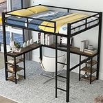 Full Size Loft Bed with Desk and St