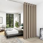 Deconovo Room Divider Curtains 7ft Long (8.3ft Wide x 7ft Tall, 1 Panel, Khaki) Blackout Curtain Screen for Office, Bedroom, Thermal Wall Curtains, Soundproof Drapes for Theater, Closet, Hotel