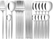 Trifecta 24-Piece Silverware Set, Stainless Steel Flatware Set for 6, Fork Spoon Knife Set, Home Dinnerware Tableware Set for 6, Cutlery Set, Include Knives/Forks/Spoons (Silver)