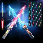 Skirfy Lights Sabers,2 Pack Lightsabers Sword for Kids with FX Sound and 16 Colors,2 In1 LED Lightsabers Toy,Retractable Lightsabers,Halloween Dress Up Party Gift,Black & Grey