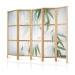 murando Room divider XXL green bamboo nature zen spa 225x171cm / 89"x68" 5 pieces Non-Woven Canvas Single-Sided Folding Screen Privacy wood pattern design hand made Home office Japan b-B-0591-z-c