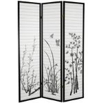 ORIENTAL Furniture SSFWSC34-3P Room Divider, 3 Panel, Black