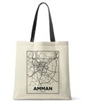 Amman, Jordan, City Street Map Printed Natural Cotton Tote Bag