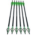 SHARROW 16" Carbon Crossbow Bolts 17" Hunting Carbon Arrows with Arrowhead Broadheads 4" Vanes for Archery Practise Crossbow Arrows (Green 1, 16 inch)