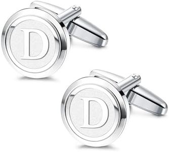 LOYALLOOK Initial Silver Cufflinks for Men Silver Cuff Links Personalized Copper CuffLinks Letter Cufflinks Gift for Groom Husband Father Initial D