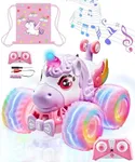 Remote Control Car Unicornios Trucks with Lights and Music,360°Rotating 4WD Stunt RC Cars Toys for Girls, 2.4 GHz, Rechargeable, All Terrain RC Toys Presents for Girls Age 3-10 (With Storage Bag)