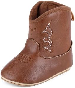 MK MATT KEELY Leather Western Boots Cowboy Bootie Soft Sole Non-Slip Crib Shoes for Baby Infant Toddler Girls Boys Newborn