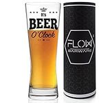 FLOW Barware Beer Glass Gift Set for Men | Beer Glass & Gift Tube Great Beer Glasses for Men Gift | Fun Beer Gifts for Men | Novelty Pint Glass Gifts for Men/Brother