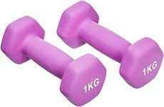 Amazon Basics Neoprene Dumbbell Pair, 2kgs (2 Pack of 1 kg), Pink