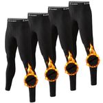 CL convallaria Long Johns Men 4 Pack Thermal Fleece Lined Pants Winter Gear Base Layer Bottoms for Cold Weather