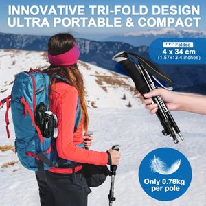 COVACURE Lightweight Collapsible Walking Poles, 2-Pack – 7075 Aluminum, Foam Grip, 100-120cm