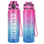 Sahara Sailor Water Bottle, 17oz Motivational Sports Water Bottle with Time Marker - Times to Drink - Tritan, BPA Free, Wide Mouth Leakproof, Fast Flow Technology with Clean Brush (1 Bottle)