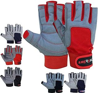 MRX BOXING & FITNESS Sailing Gloves with 3/4 Finger and Grip for Men and Women, Great for Kayaking, Workouts and More Grey/Red