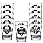Shop4Ever The Groom and Groomsman Tuxedo Shot Glasses ~ Bachelor Party Favors ~ (12 Pk, Groomsman Tux)