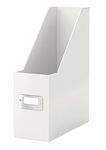 Leitz Magazine File Holder, A4, Cardboard Document Storage Box with Label, Foldable, for Home, Office & School, Click and Store Range 60470001 - White