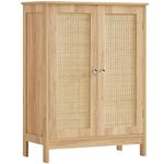 Iwell Storage Cabinet with Rattan Doors, Bathroom Storage Cabinet with Adjustable Shelf, Floor Cabinet for Living Room, Entryway, Kitchen, Home Office, Natural CYSG003NR