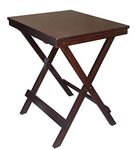 fplus™ Multipurpose Teak Wood Folding Table 18x20x24 Inches (WxDxH) Walnut Finish, Brown Colour