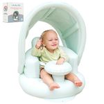 Inflatable Baby Seat for Baby 3-36 Months w/Built-in Pump & Detachable Canopy, Sit Me Up Floor Seat for Baby w/Safety Straps, Inflatable Infant Chair, Blow Up Baby Chair for Indoor/Outdoor, Travel