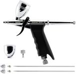 Gaahleri Airbrush Kit, Airbrush Gun Dual Action Gravity Feed Set, 0.38 & 0.5mm Needles, 1/2 & 1/4 OZ Fluid Cup, Multi-Purpose Air Brush Makeup Model Coloring Painting Nail Art Tattoo