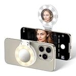 JJC Magnetic Phone Selfie Ring Light, Rechargeable Cell Phone Selfie Light with 3 Light Modes/3 Brightness Levels, 180°Flip & Built-in Mirror Design Phone Fill Light for Selfie Vlog Live Streaming