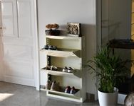 EQUAL 3 Shelf X Shoe Rack for Home | Premium Mild Steel Shoe Cabinet for Home Holds Upto 6-9 Pairs of Shoes | 3 Years Limited Warranty | 3 Shelf - Glossy Ivory