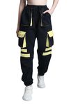 The Dance Bible Women Stylish Flap Pockets Black Baggy Jogger Trackpants