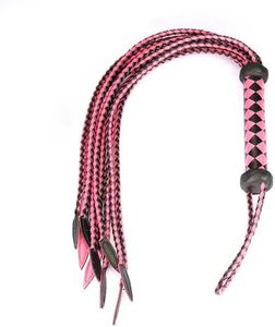 Genuine Leather Red & Black Cat-O'-Nine-Tails Whip | 16cm Handle & 48cm Tail | Hangable Equestrian Training Whip | Handcrafted Premium Horse Equipment